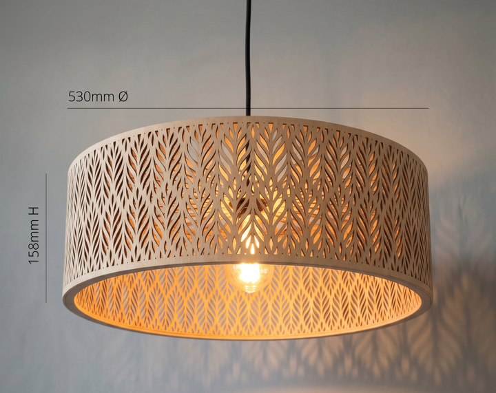 BOTANIK Holz-Lampenschirm mit Blattmuster, Ø 53 cm
